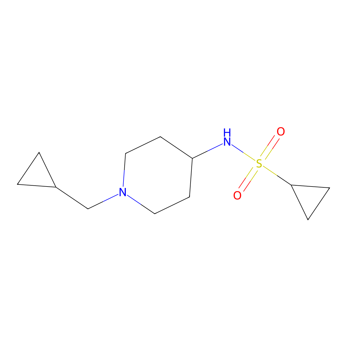 N-[1-(Cyclopropylmethyl)piperidin-4-yl]cyclopropanesulfonamide molecular structure, CAS 2415525-86-7