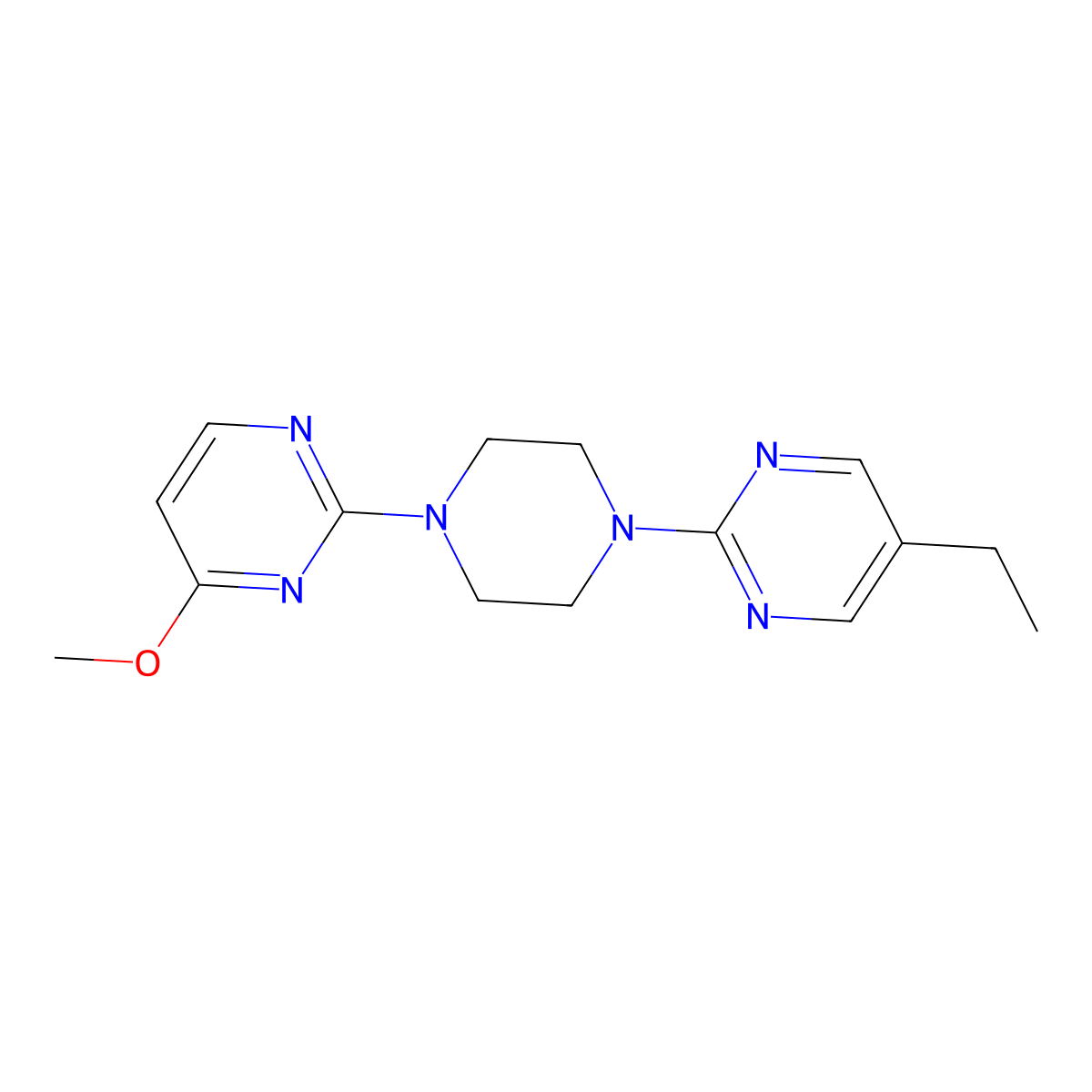 2-[4-(5-Ethylpyrimidin-2-yl)piperazin-1-yl]-4-methoxypyrimidine molecular structure, CAS 2415525-88-9