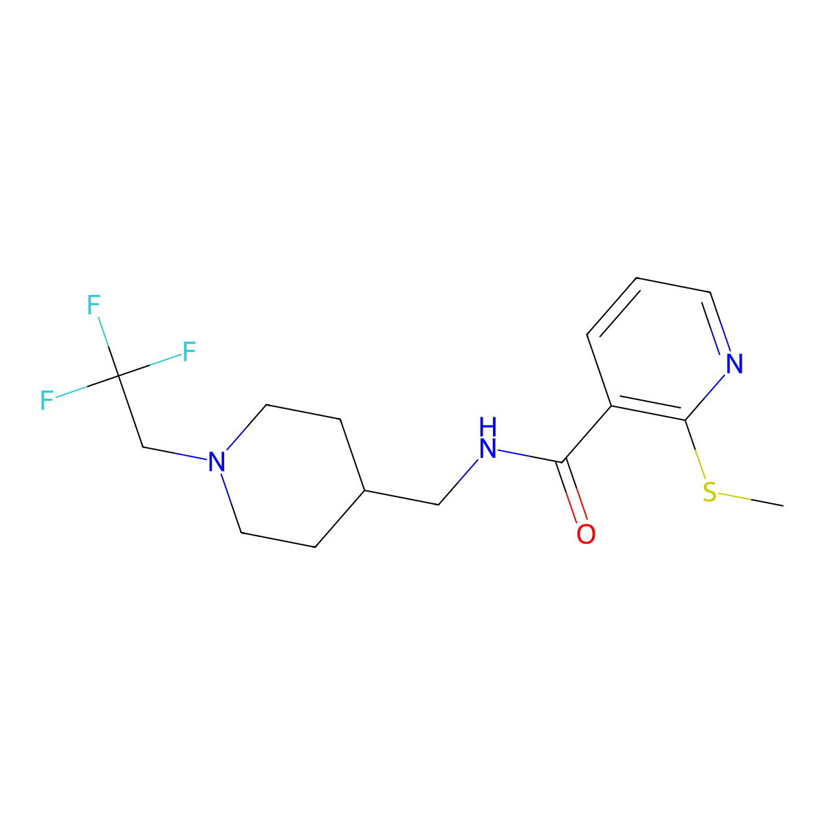 2-(methylsulfanyl)-N-{[1-(2,2,2-trifluoroethyl)piperidin-4-yl]methyl}pyridine-3-carboxamide molecular structure, CAS 2415525-93-6