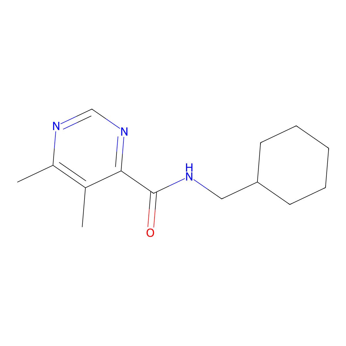 N-(Cyclohexylmethyl)-5,6-dimethylpyrimidine-4-carboxamide molecular structure, CAS 2415525-94-7