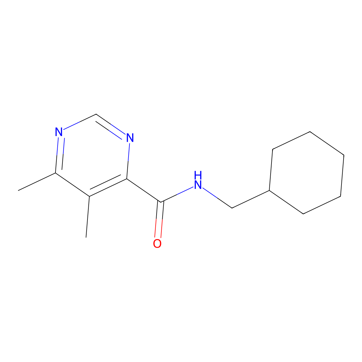 N-(Cyclohexylmethyl)-5,6-dimethylpyrimidine-4-carboxamide molecular structure, CAS 2415525-94-7