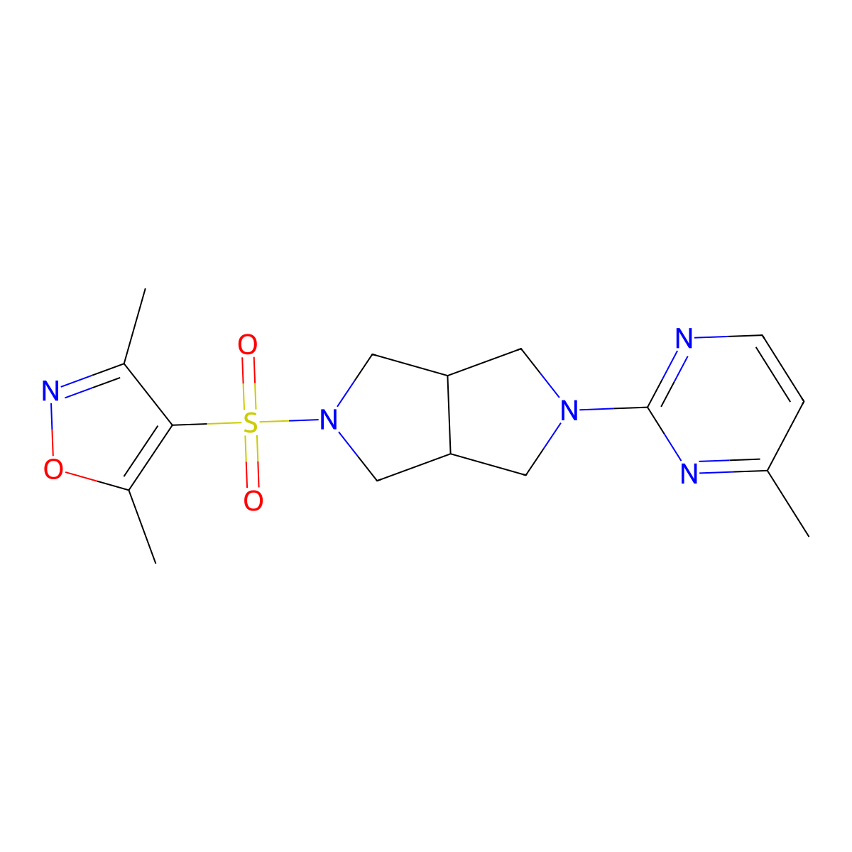 2-{5-[(3,5-Dimethyl-1,2-oxazol-4-yl)sulfonyl]-octahydropyrrolo[3,4-c]pyrrol-2-yl}-4-methylpyrimidine molecular structure, CAS 2415525-98-1