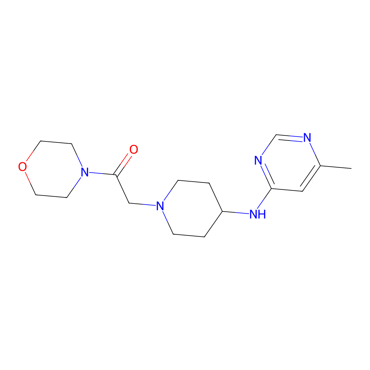 2-{4-[(6-Methylpyrimidin-4-yl)amino]piperidin-1-yl}-1-(morpholin-4-yl)ethan-1-one molecular structure, CAS 2415525-99-2