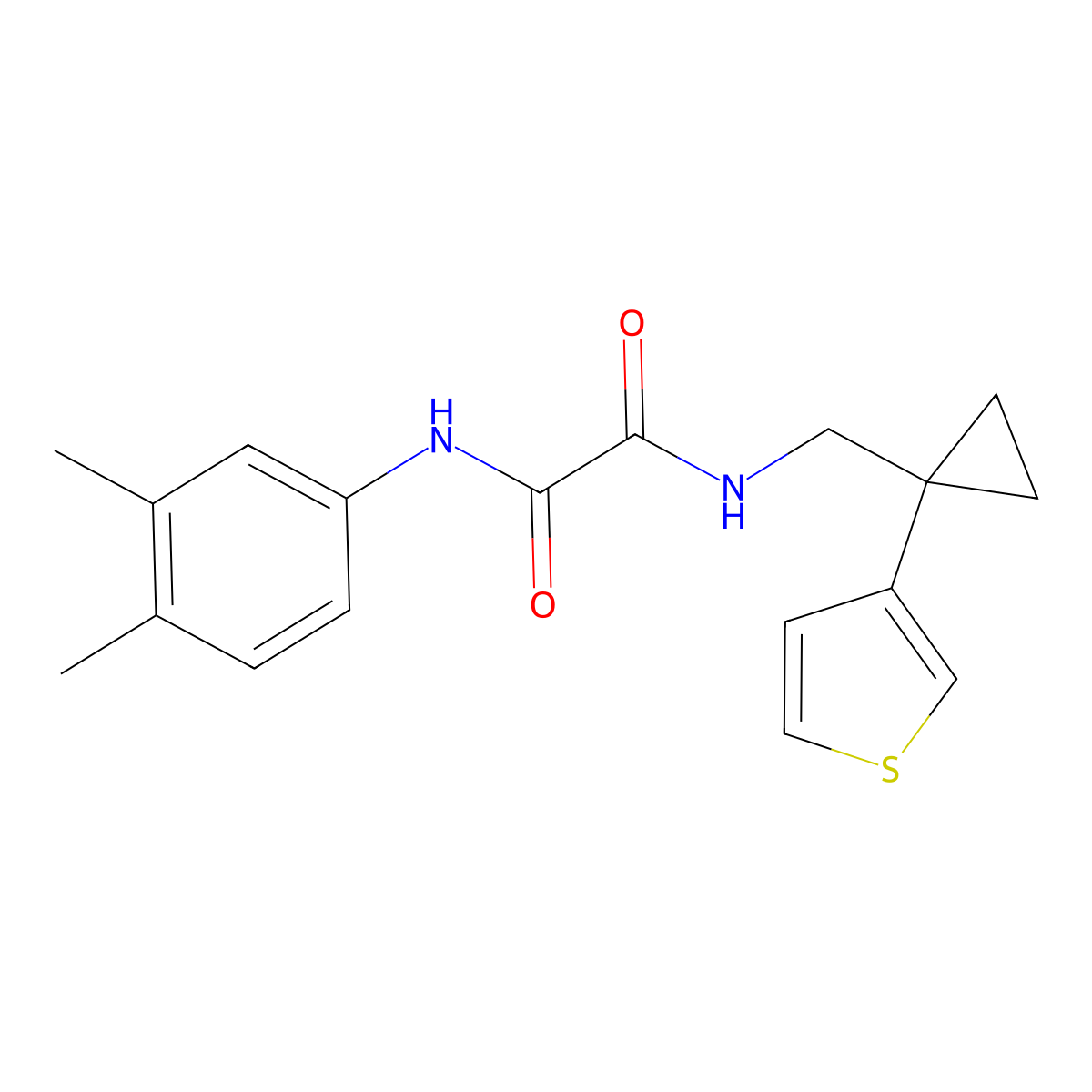 N'-(3,4-dimethylphenyl)-N-{[1-(thiophen-3-yl)cyclopropyl]methyl}ethanediamide molecular structure, CAS 2415526-01-9