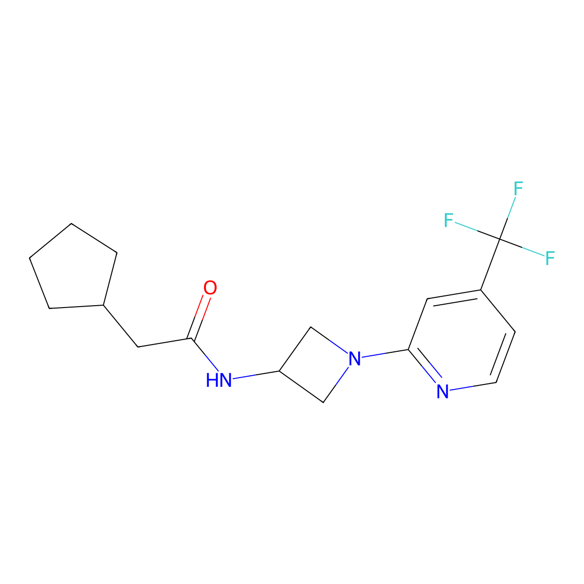 2-cyclopentyl-N-{1-[4-(trifluoromethyl)pyridin-2-yl]azetidin-3-yl}acetamide molecular structure, CAS 2415526-03-1