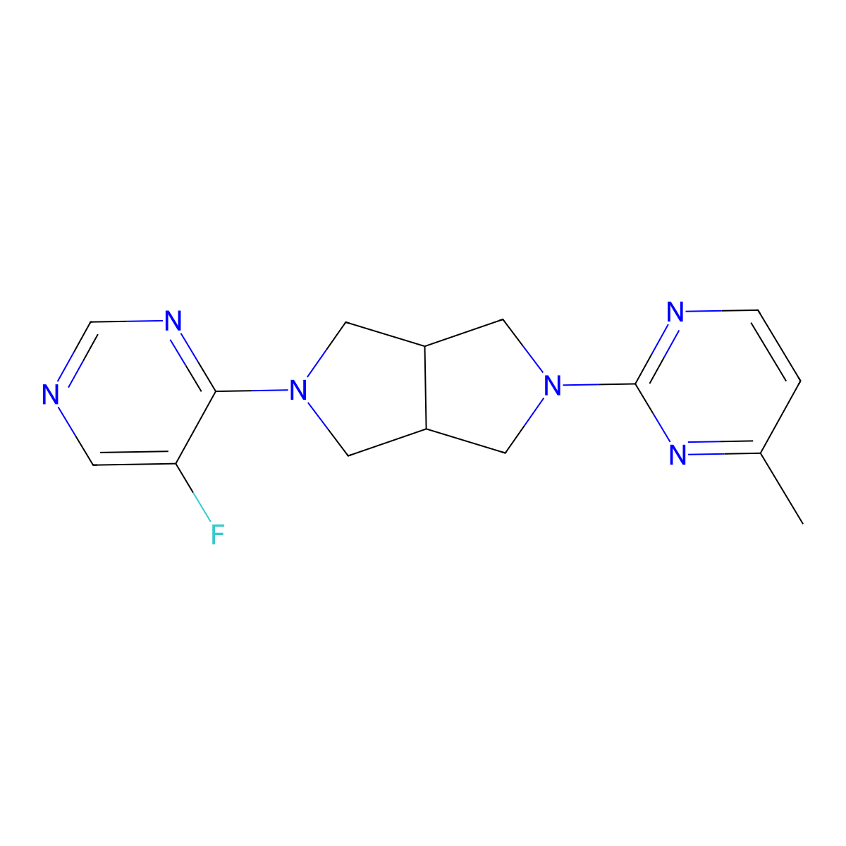 2-[5-(5-Fluoropyrimidin-4-yl)-octahydropyrrolo[3,4-c]pyrrol-2-yl]-4-methylpyrimidine molecular structure, CAS 2415526-07-5