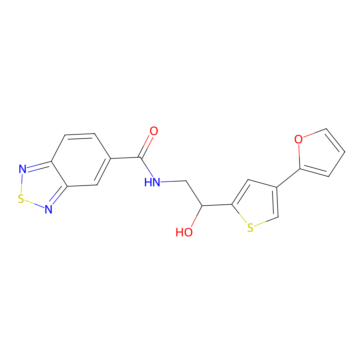 N-{2-[4-(furan-2-yl)thiophen-2-yl]-2-hydroxyethyl}-2,1,3-benzothiadiazole-5-carboxamide molecular structure, CAS 2415526-09-7