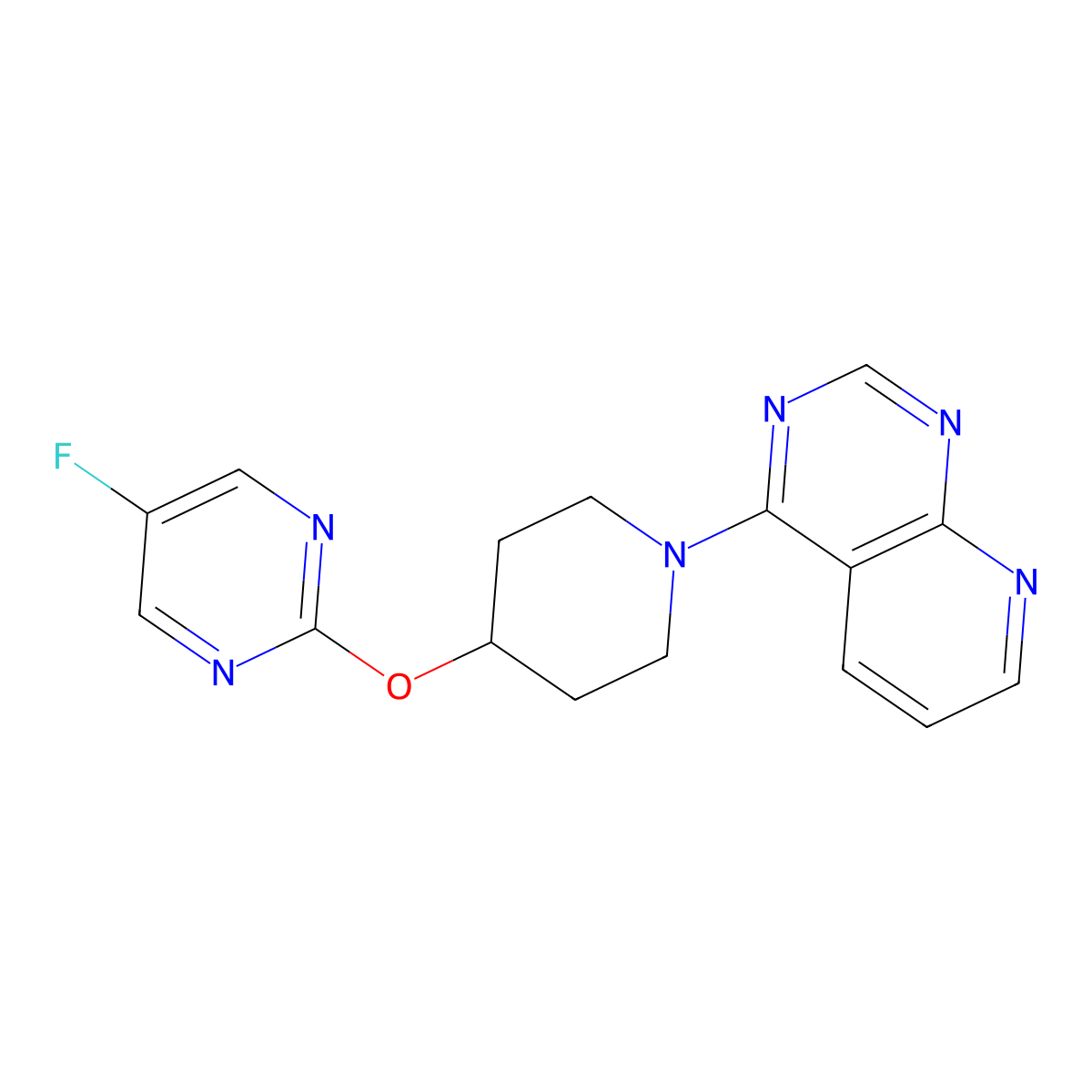 5-Fluoro-2-[(1-{pyrido[2,3-d]pyrimidin-4-yl}piperidin-4-yl)oxy]pyrimidine molecular structure, CAS 2415526-11-1