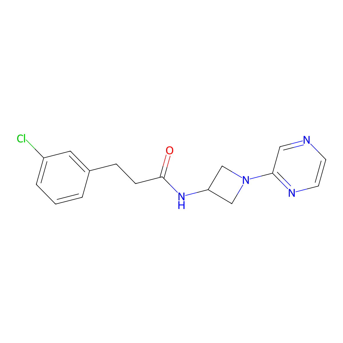 3-(3-chlorophenyl)-N-[1-(pyrazin-2-yl)azetidin-3-yl]propanamide molecular structure, CAS 2415526-16-6
