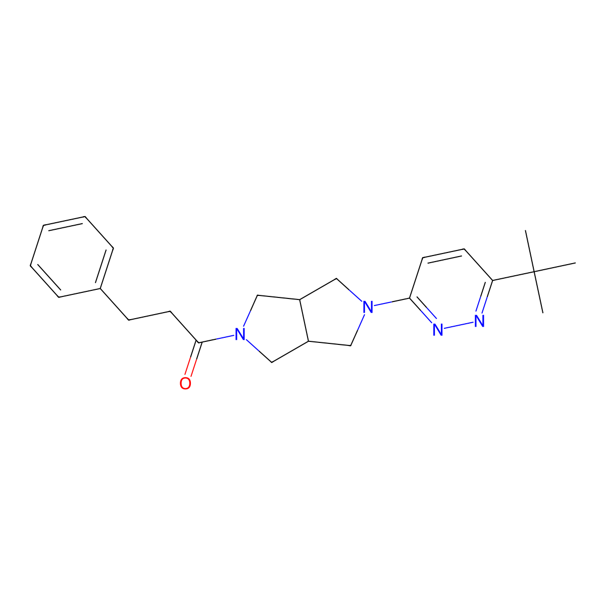 1-[5-(6-Tert-butylpyridazin-3-yl)-octahydropyrrolo[3,4-c]pyrrol-2-yl]-3-phenylpropan-1-one molecular structure, CAS 2415526-26-8