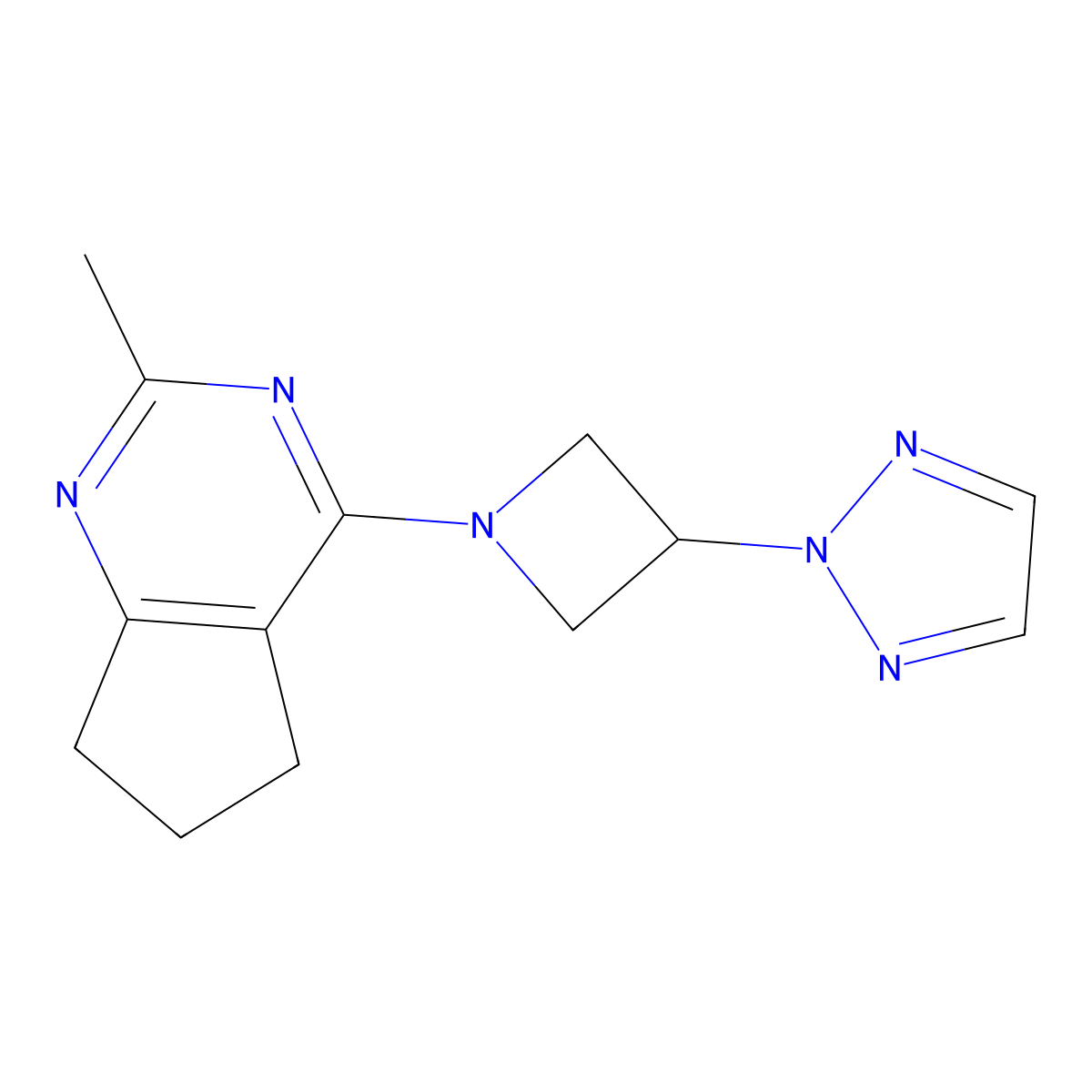 2-(1-{2-methyl-5H,6H,7H-cyclopenta[d]pyrimidin-4-yl}azetidin-3-yl)-2H-1,2,3-triazole molecular structure, CAS 2415526-29-1