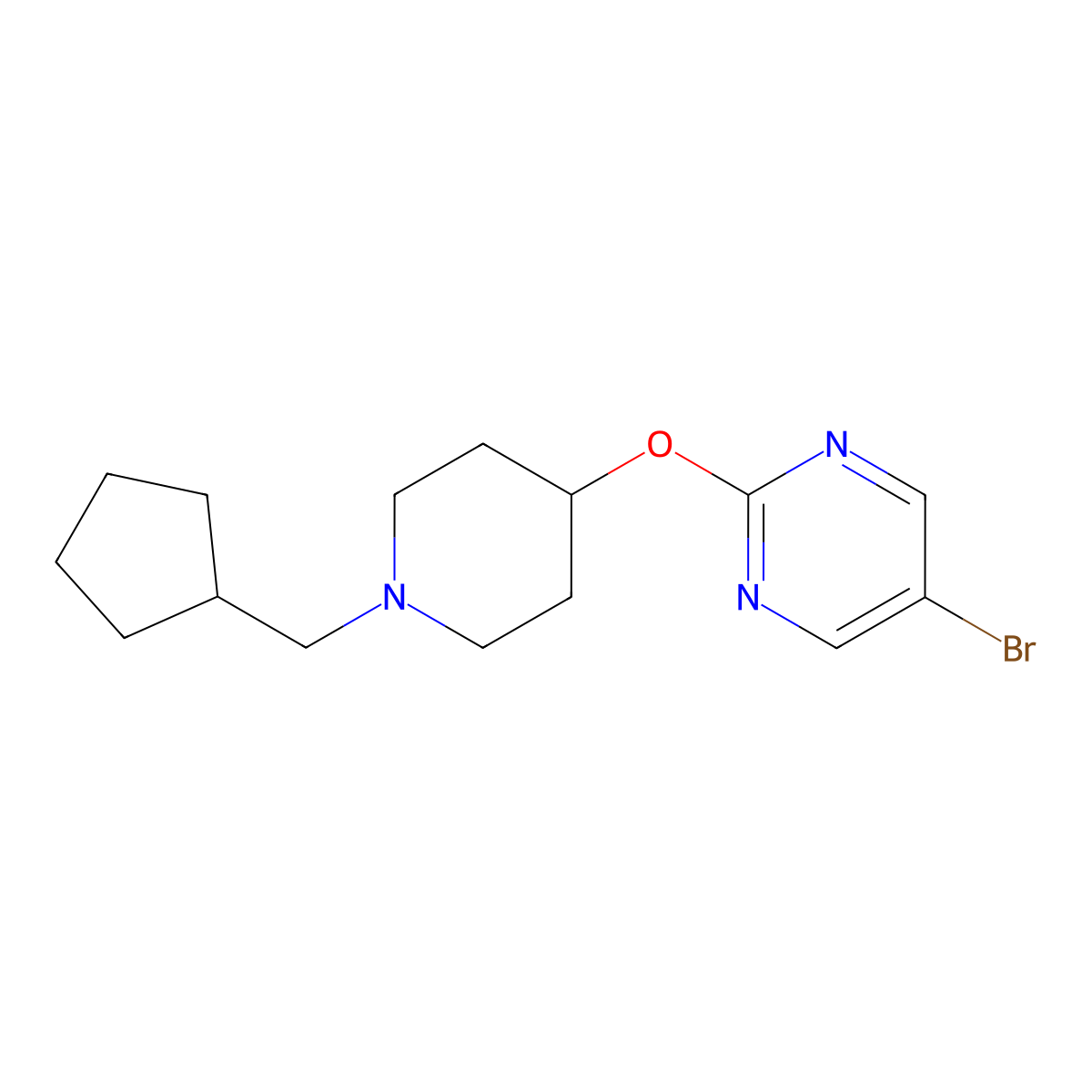 5-Bromo-2-{[1-(cyclopentylmethyl)piperidin-4-yl]oxy}pyrimidine molecular structure, CAS 2415526-30-4