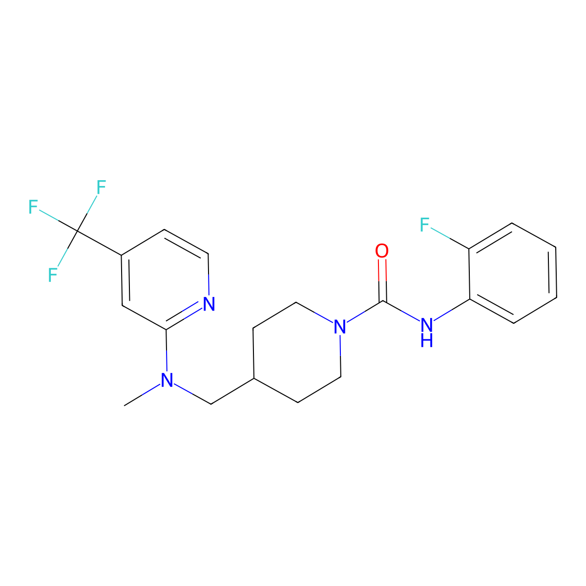 N-(2-fluorophenyl)-4-({methyl[4-(trifluoromethyl)pyridin-2-yl]amino}methyl)piperidine-1-carboxamide molecular structure, CAS 2415526-37-1