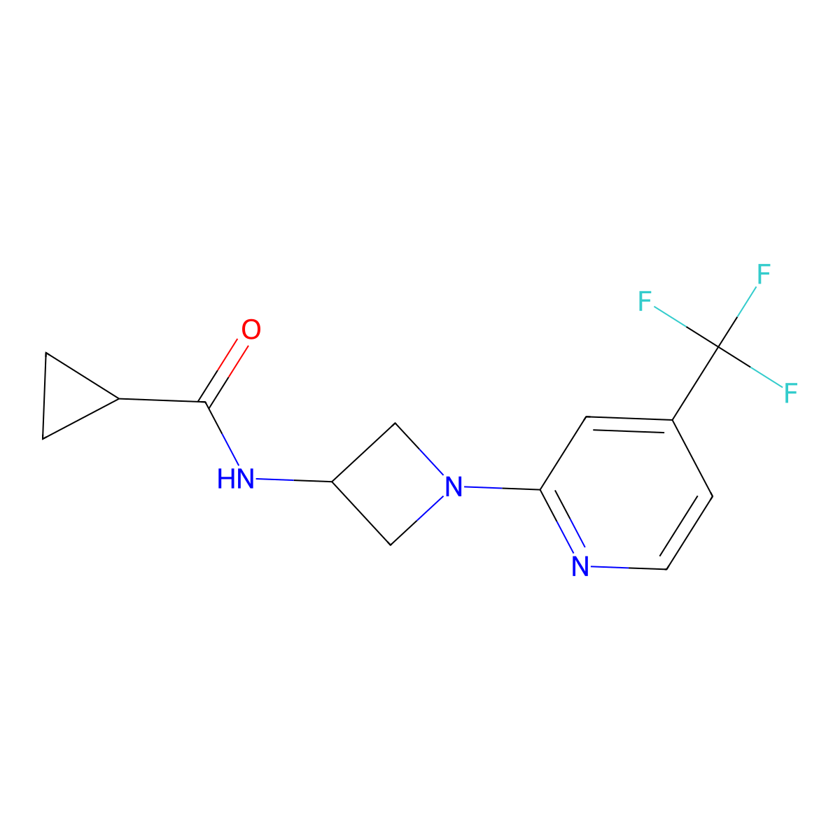 N-{1-[4-(trifluoromethyl)pyridin-2-yl]azetidin-3-yl}cyclopropanecarboxamide molecular structure, CAS 2415526-39-3