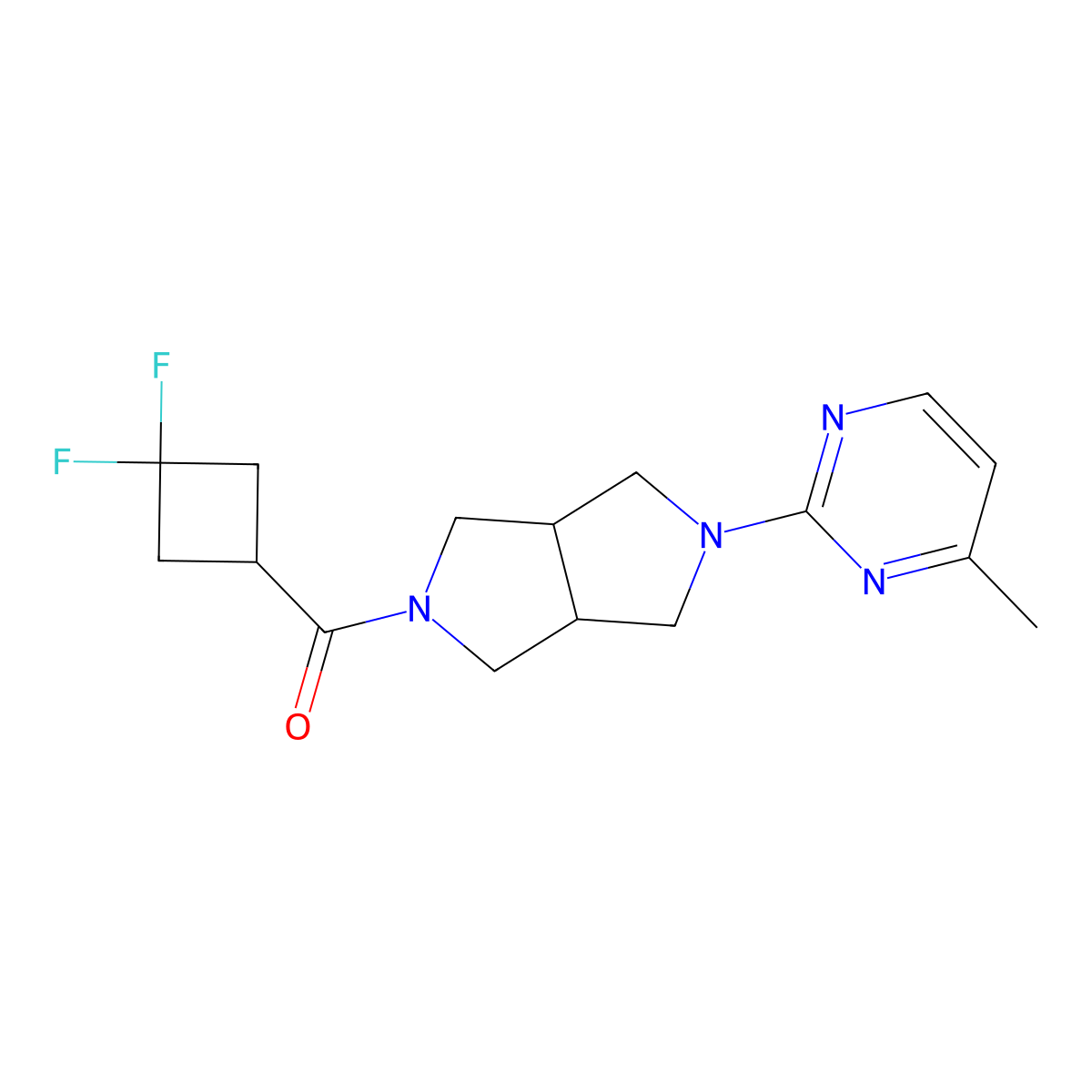 2-[5-(3,3-Difluorocyclobutanecarbonyl)-octahydropyrrolo[3,4-c]pyrrol-2-yl]-4-methylpyrimidine molecular structure, CAS 2415526-43-9