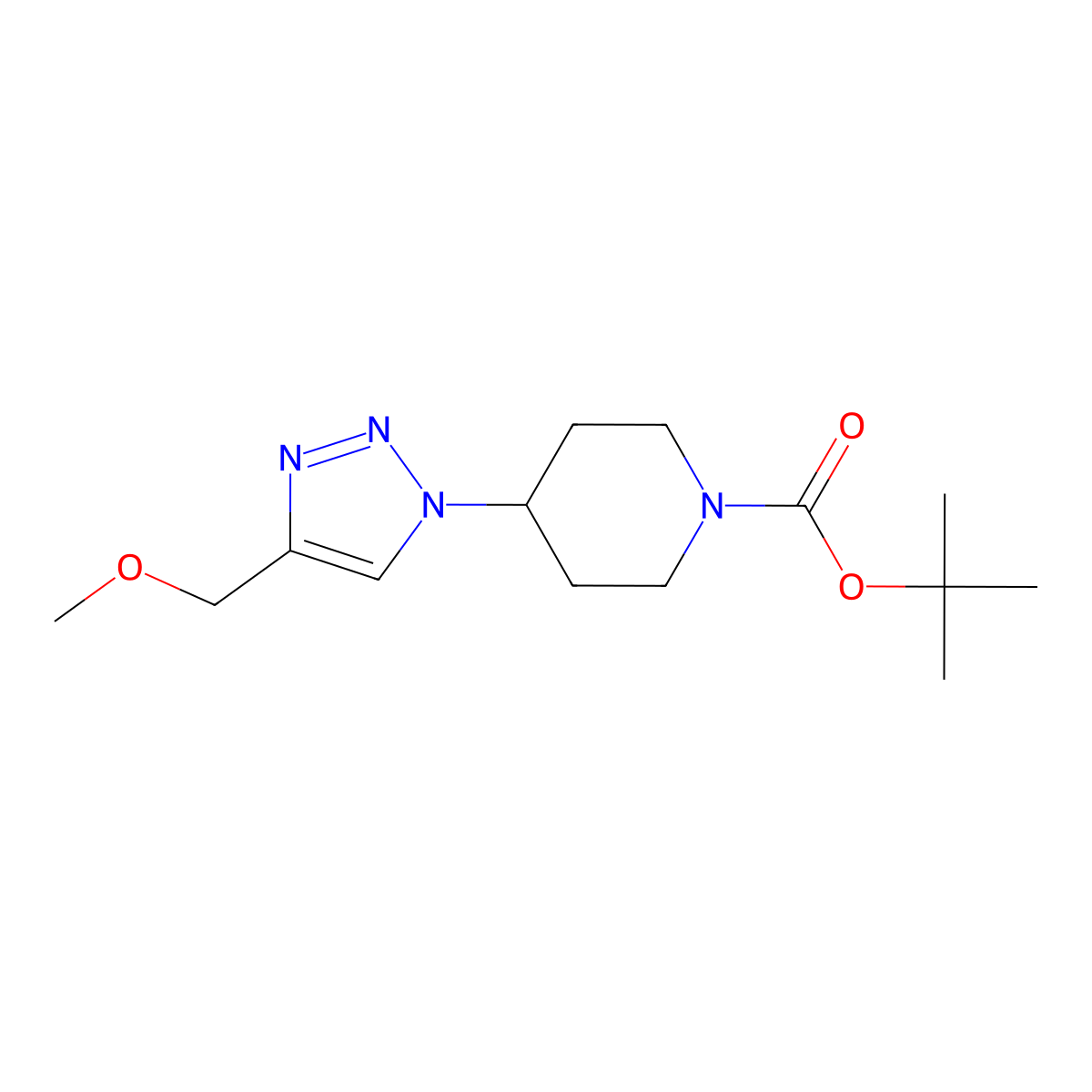 tert-butyl 4-[4-(methoxymethyl)-1H-1,2,3-triazol-1-yl]piperidine-1-carboxylate molecular structure, CAS 2415526-44-0