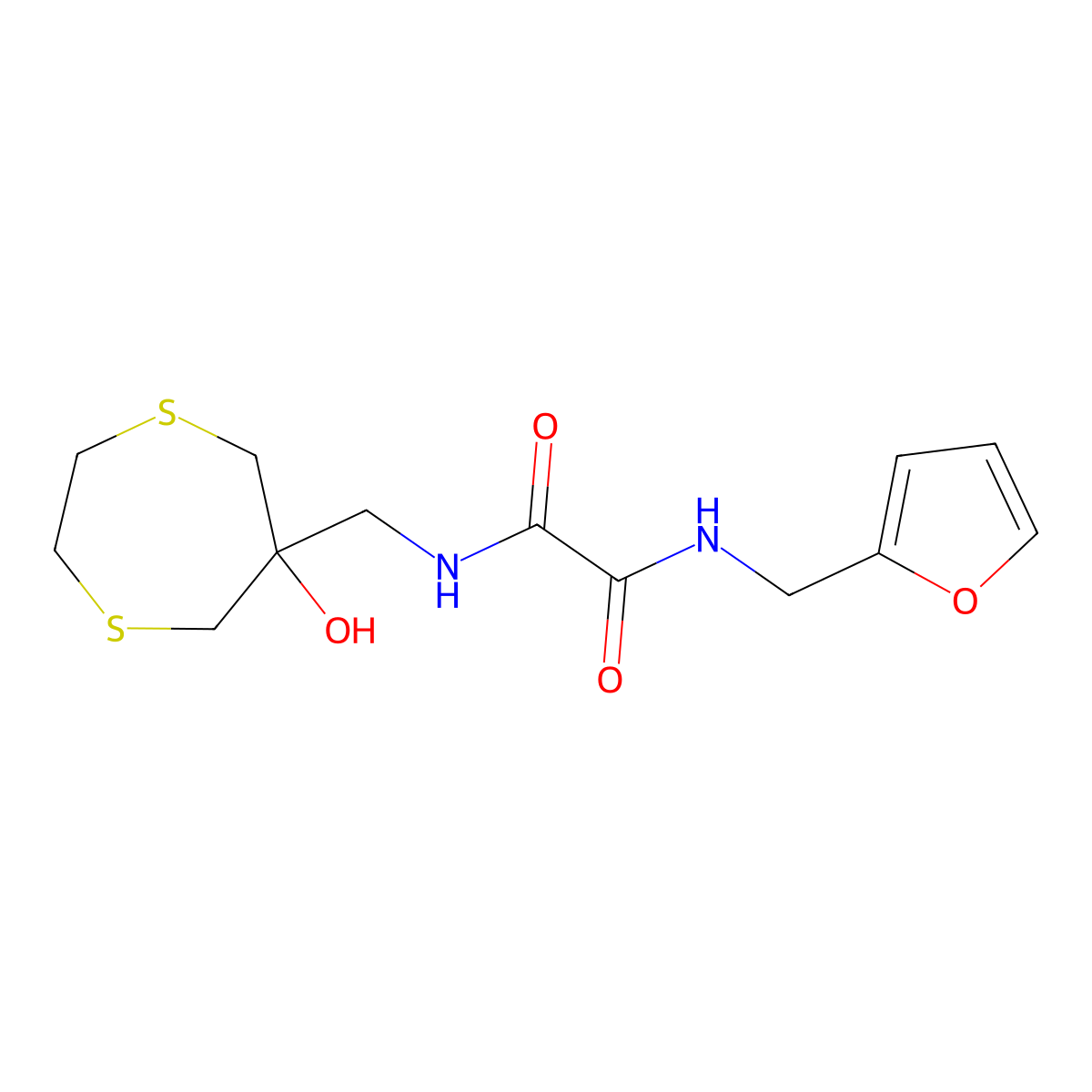 N-[(furan-2-yl)methyl]-N'-[(6-hydroxy-1,4-dithiepan-6-yl)methyl]ethanediamide molecular structure, CAS 2415526-45-1