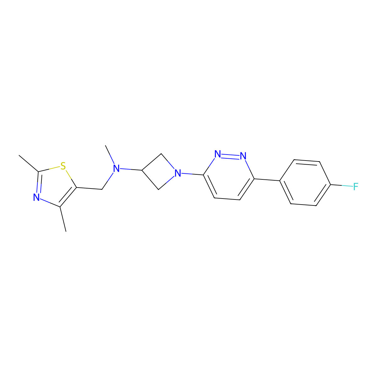 N-[(2,4-dimethyl-1,3-thiazol-5-yl)methyl]-1-[6-(4-fluorophenyl)pyridazin-3-yl]-N-methylazetidin-3-amine molecular structure, CAS 2415526-47-3