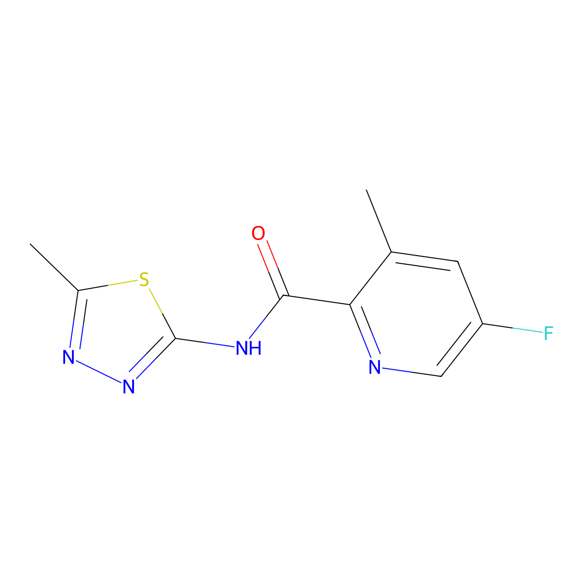 5-fluoro-3-methyl-N-(5-methyl-1,3,4-thiadiazol-2-yl)pyridine-2-carboxamide molecular structure, CAS 2415526-49-5