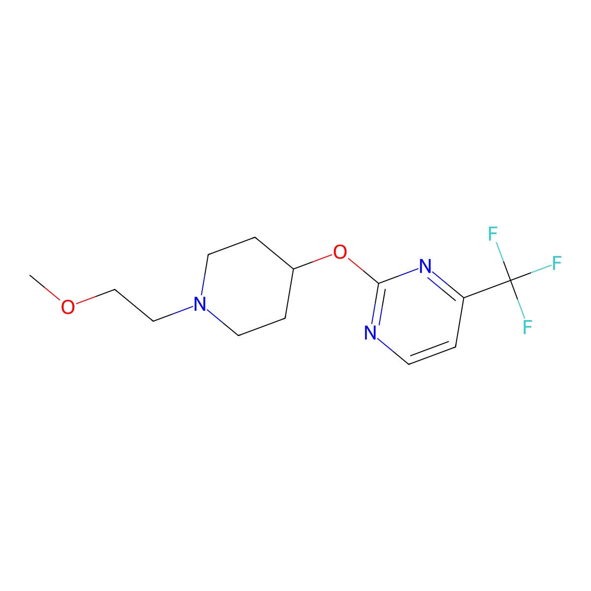 2-{[1-(2-Methoxyethyl)piperidin-4-yl]oxy}-4-(trifluoromethyl)pyrimidine molecular structure, CAS 2415526-50-8