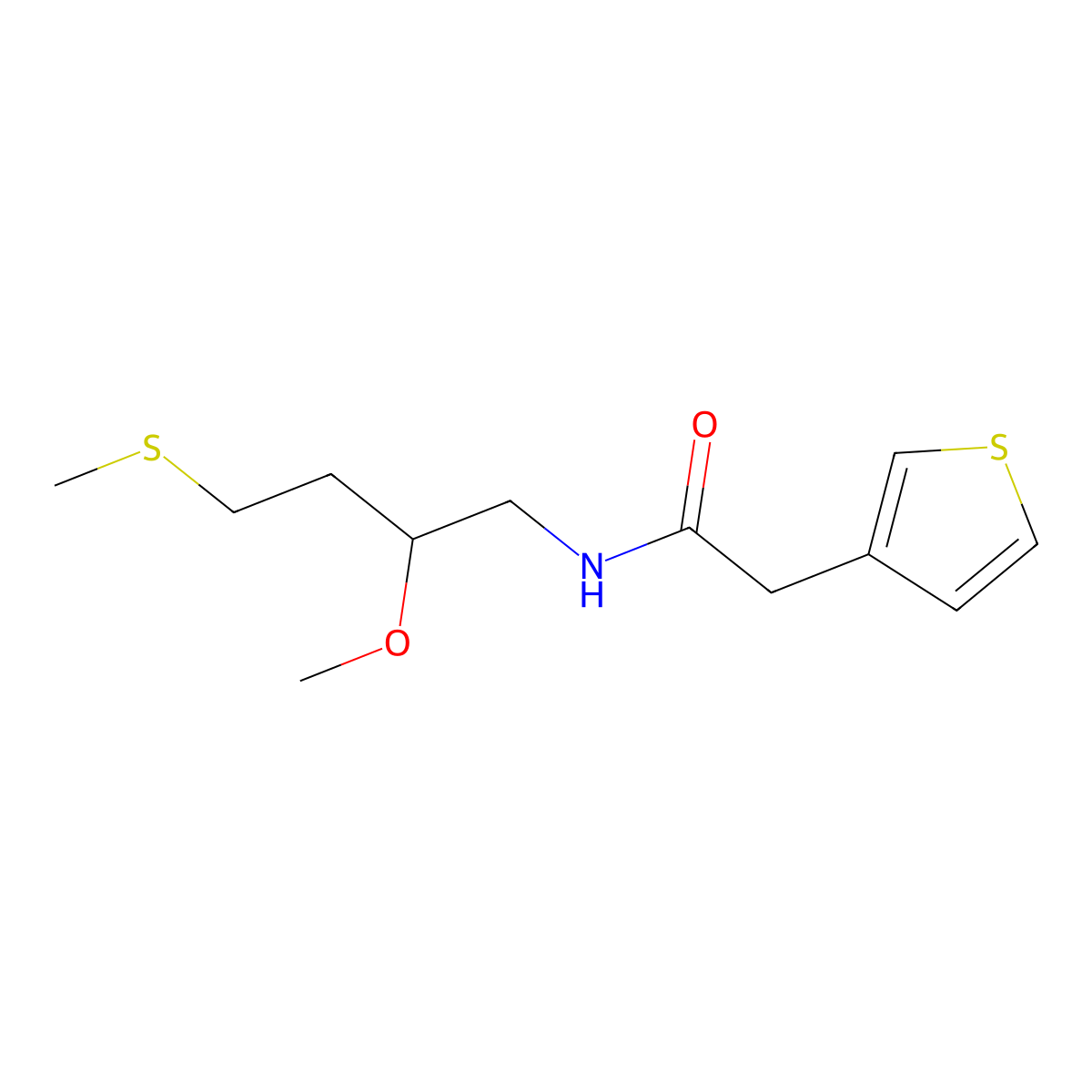 N-[2-methoxy-4-(methylsulfanyl)butyl]-2-(thiophen-3-yl)acetamide molecular structure, CAS 2415526-52-0