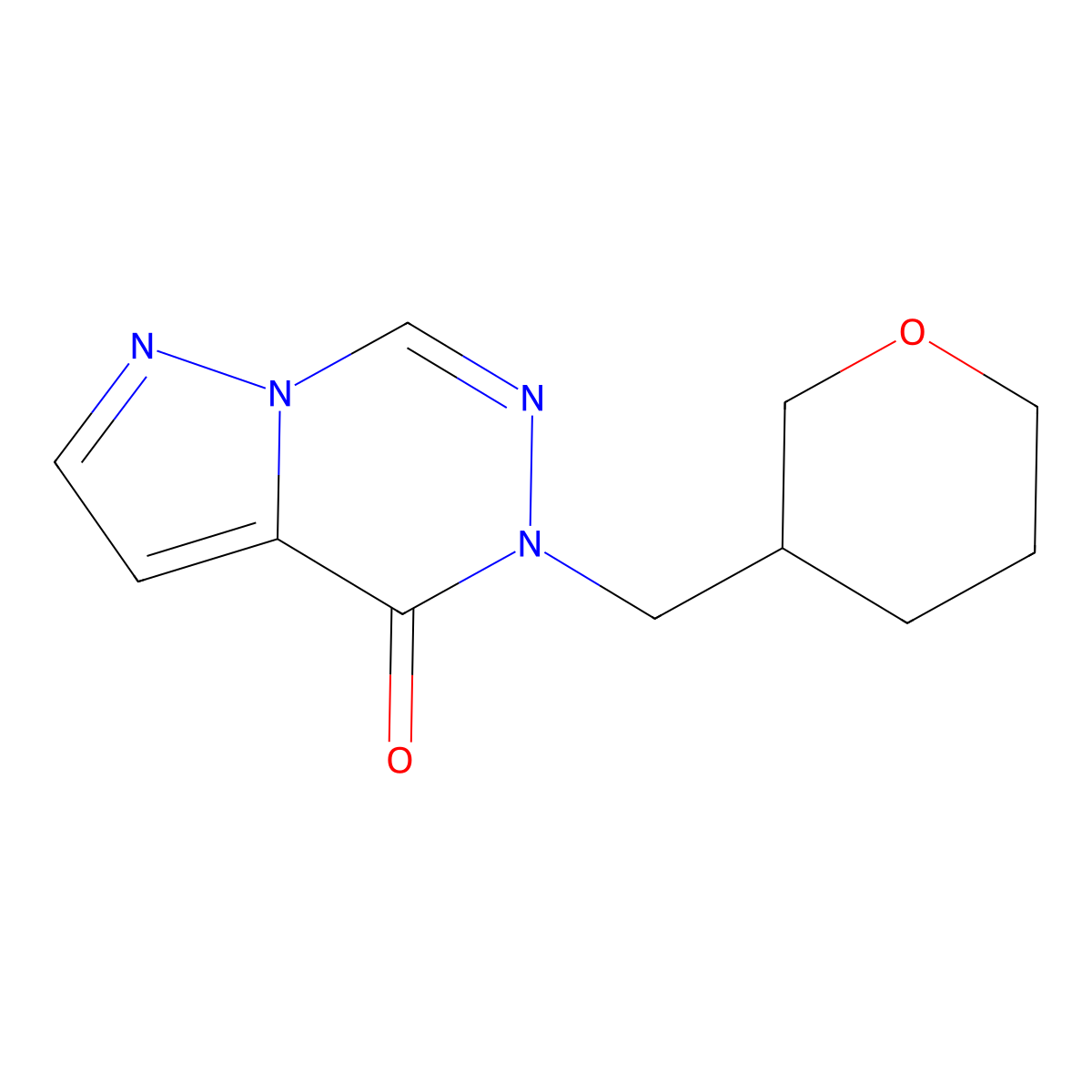 5-[(oxan-3-yl)methyl]-4H,5H-pyrazolo[1,5-d][1,2,4]triazin-4-one molecular structure, CAS 2415526-56-4