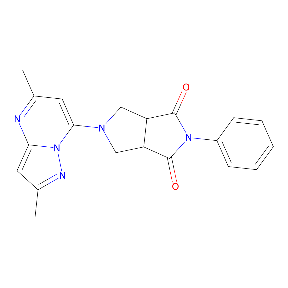 5-{2,5-Dimethylpyrazolo[1,5-a]pyrimidin-7-yl}-2-phenyl-octahydropyrrolo[3,4-c]pyrrole-1,3-dione molecular structure, CAS 2415526-57-5