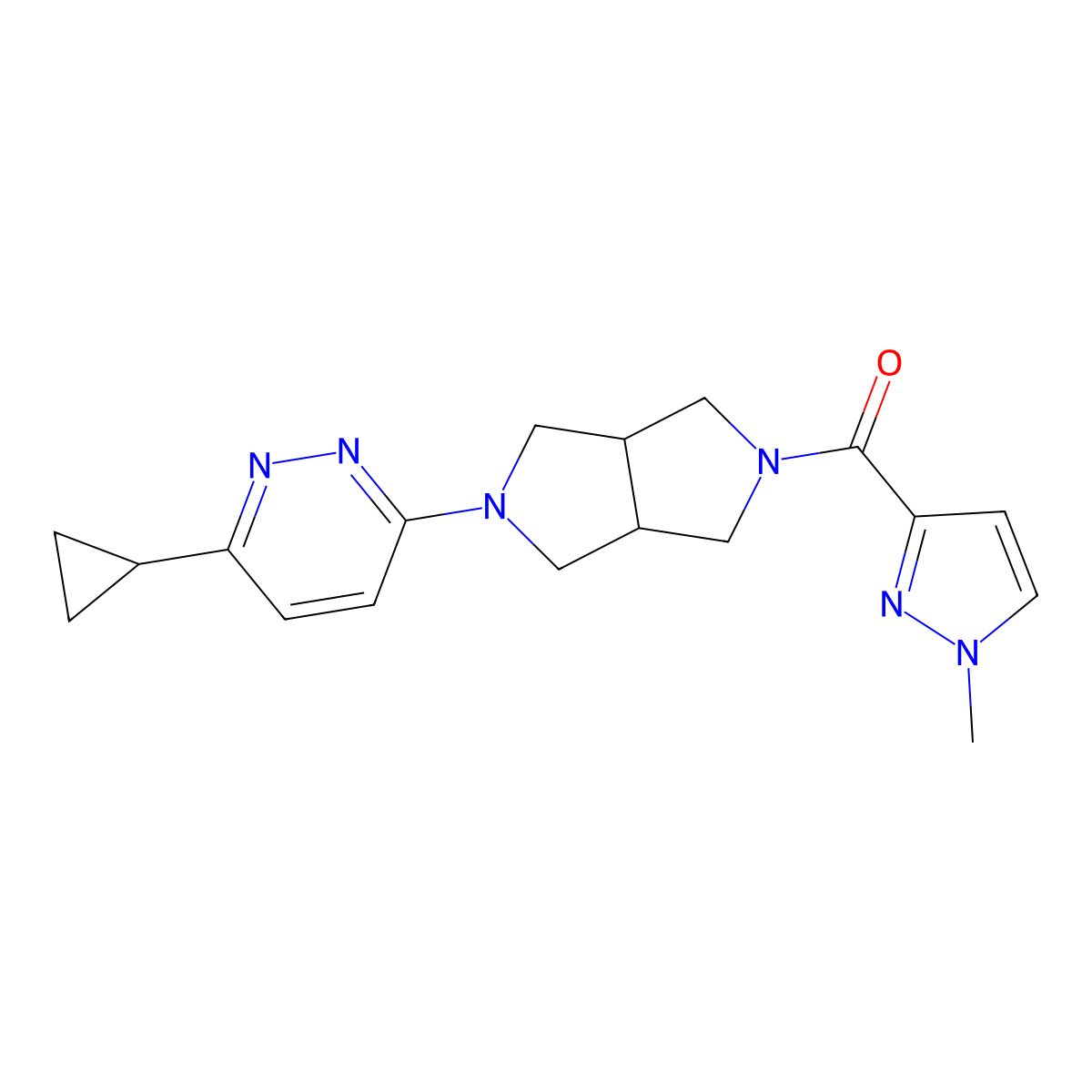 3-cyclopropyl-6-[5-(1-methyl-1H-pyrazole-3-carbonyl)-octahydropyrrolo[3,4-c]pyrrol-2-yl]pyridazine molecular structure, CAS 2415526-66-6