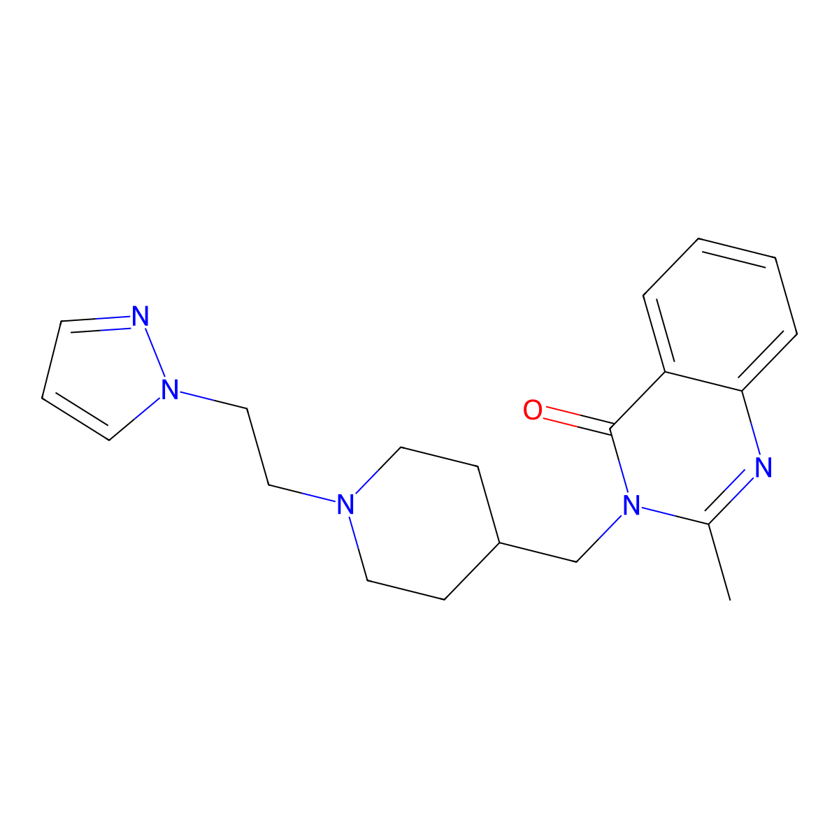 2-methyl-3-({1-[2-(1H-pyrazol-1-yl)ethyl]piperidin-4-yl}methyl)-3,4-dihydroquinazolin-4-one molecular structure, CAS 2415526-69-9