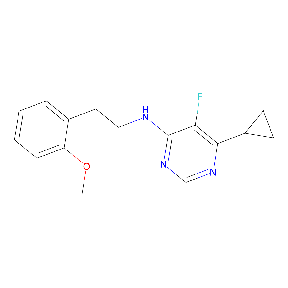 6-Cyclopropyl-5-fluoro-N-[2-(2-methoxyphenyl)ethyl]pyrimidin-4-amine molecular structure, CAS 2415526-72-4