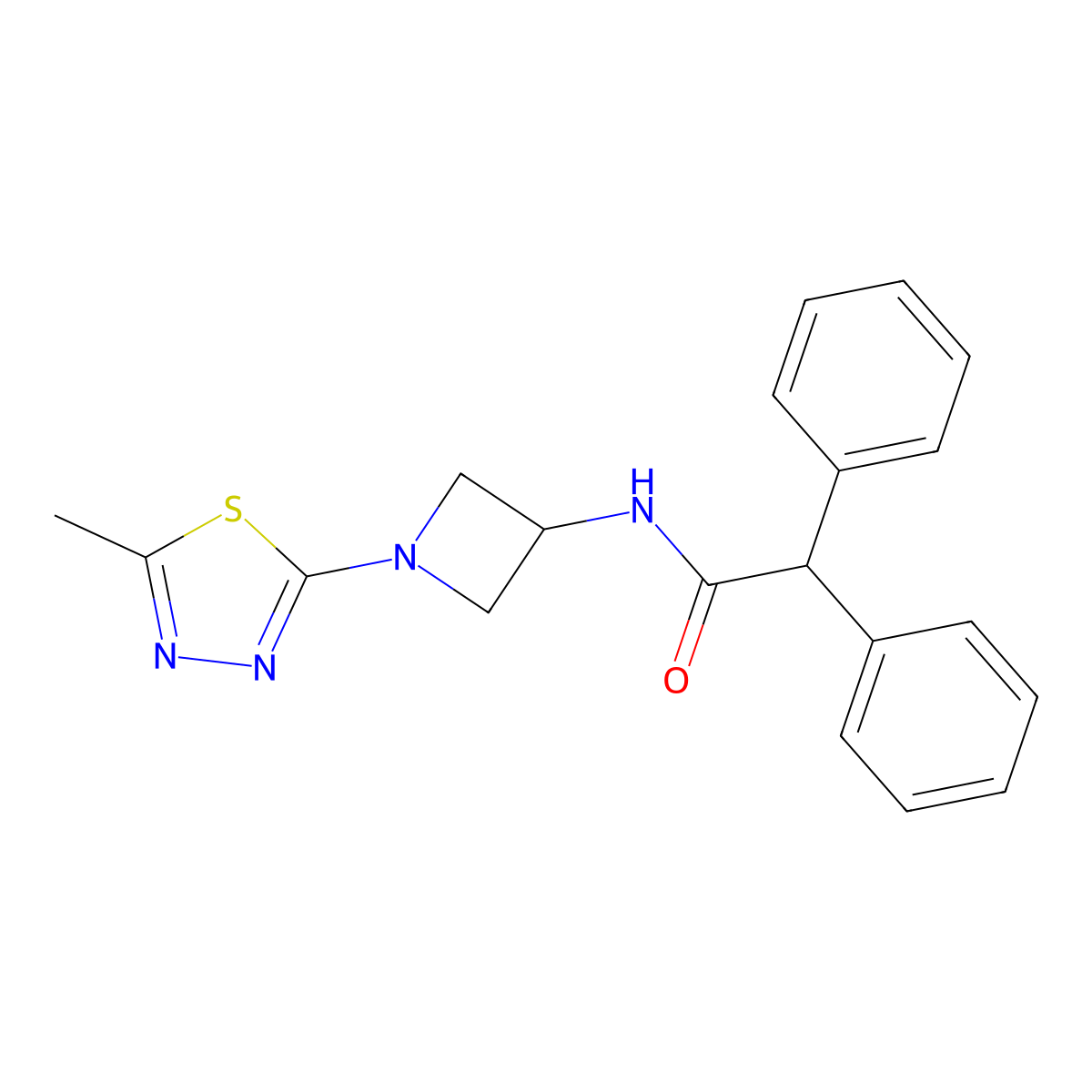 N-[1-(5-methyl-1,3,4-thiadiazol-2-yl)azetidin-3-yl]-2,2-diphenylacetamide molecular structure, CAS 2415526-74-6
