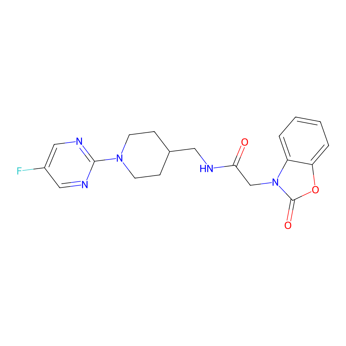 N-{[1-(5-fluoropyrimidin-2-yl)piperidin-4-yl]methyl}-2-(2-oxo-2,3-dihydro-1,3-benzoxazol-3-yl)acetamide molecular structure, CAS 2415526-75-7