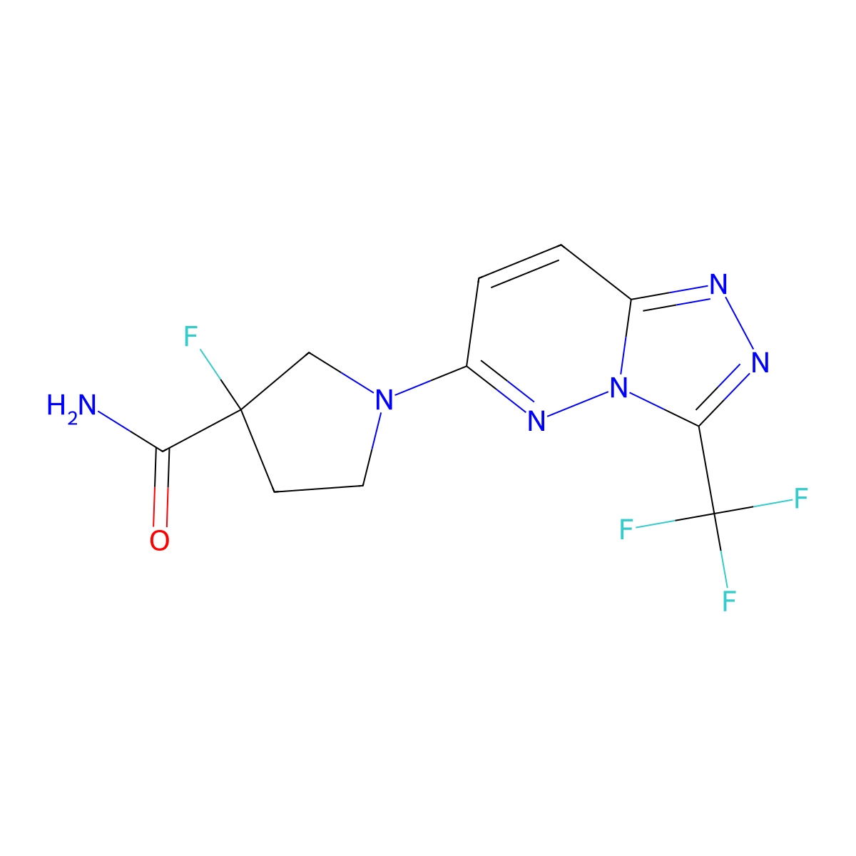 3-Fluoro-1-[3-(trifluoromethyl)-[1,2,4]triazolo[4,3-b]pyridazin-6-yl]pyrrolidine-3-carboxamide molecular structure, CAS 2415526-78-0