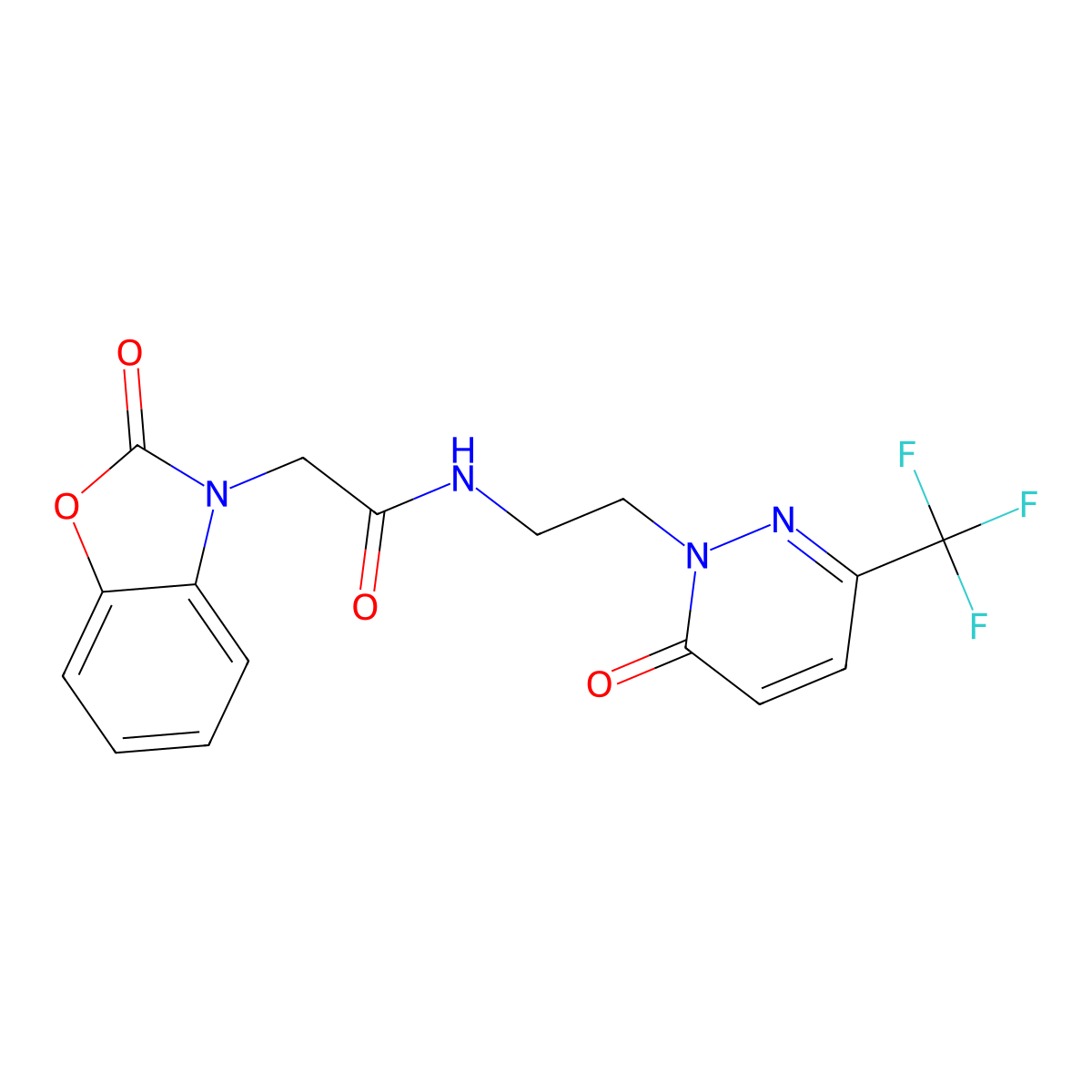 2-(2-oxo-2,3-dihydro-1,3-benzoxazol-3-yl)-N-{2-[6-oxo-3-(trifluoromethyl)-1,6-dihydropyridazin-1-yl]ethyl}acetamide molecular structure, CAS 2415526-80-4