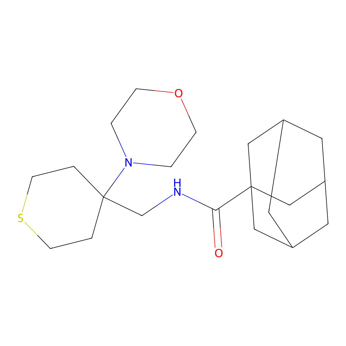 N-{[4-(morpholin-4-yl)thian-4-yl]methyl}adamantane-1-carboxamide molecular structure, CAS 2415526-83-7