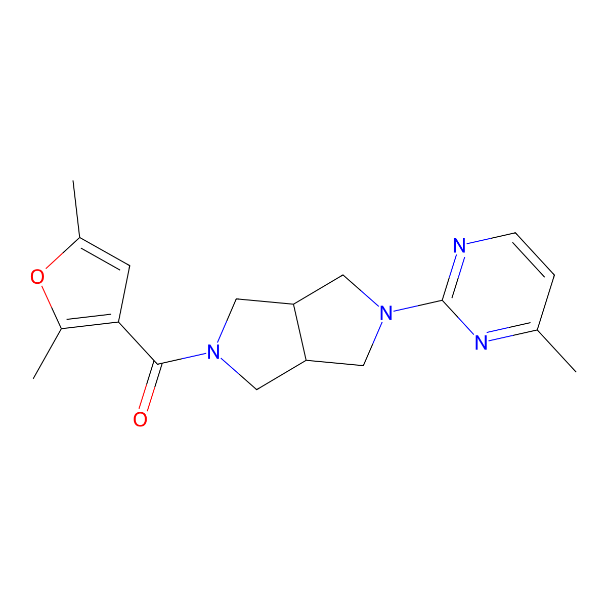 2-[5-(2,5-Dimethylfuran-3-carbonyl)-octahydropyrrolo[3,4-c]pyrrol-2-yl]-4-methylpyrimidine molecular structure, CAS 2415526-88-2