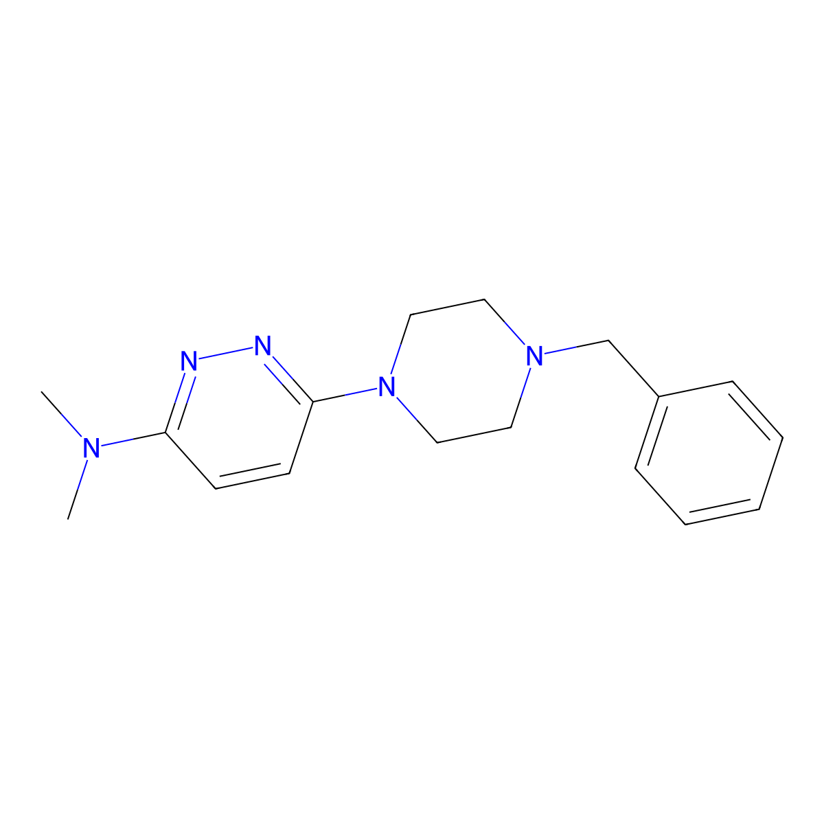 6-(4-benzylpiperazin-1-yl)-N,N-dimethylpyridazin-3-amine molecular structure, CAS 2415526-90-6