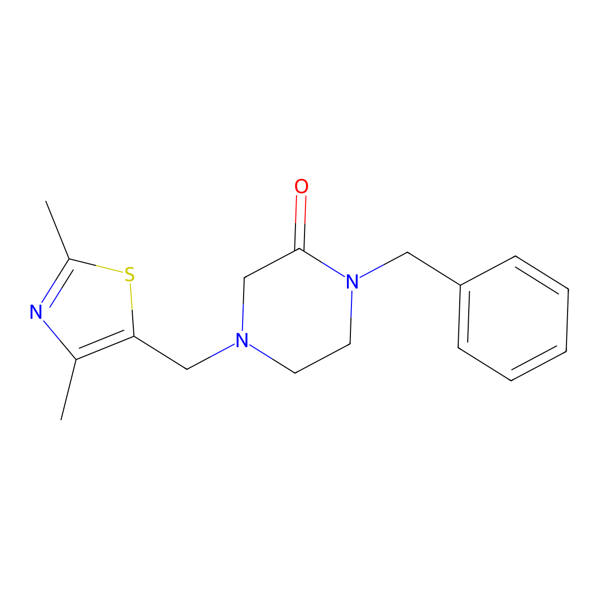 1-Benzyl-4-[(2,4-dimethyl-1,3-thiazol-5-yl)methyl]piperazin-2-one molecular structure, CAS 2415526-97-3