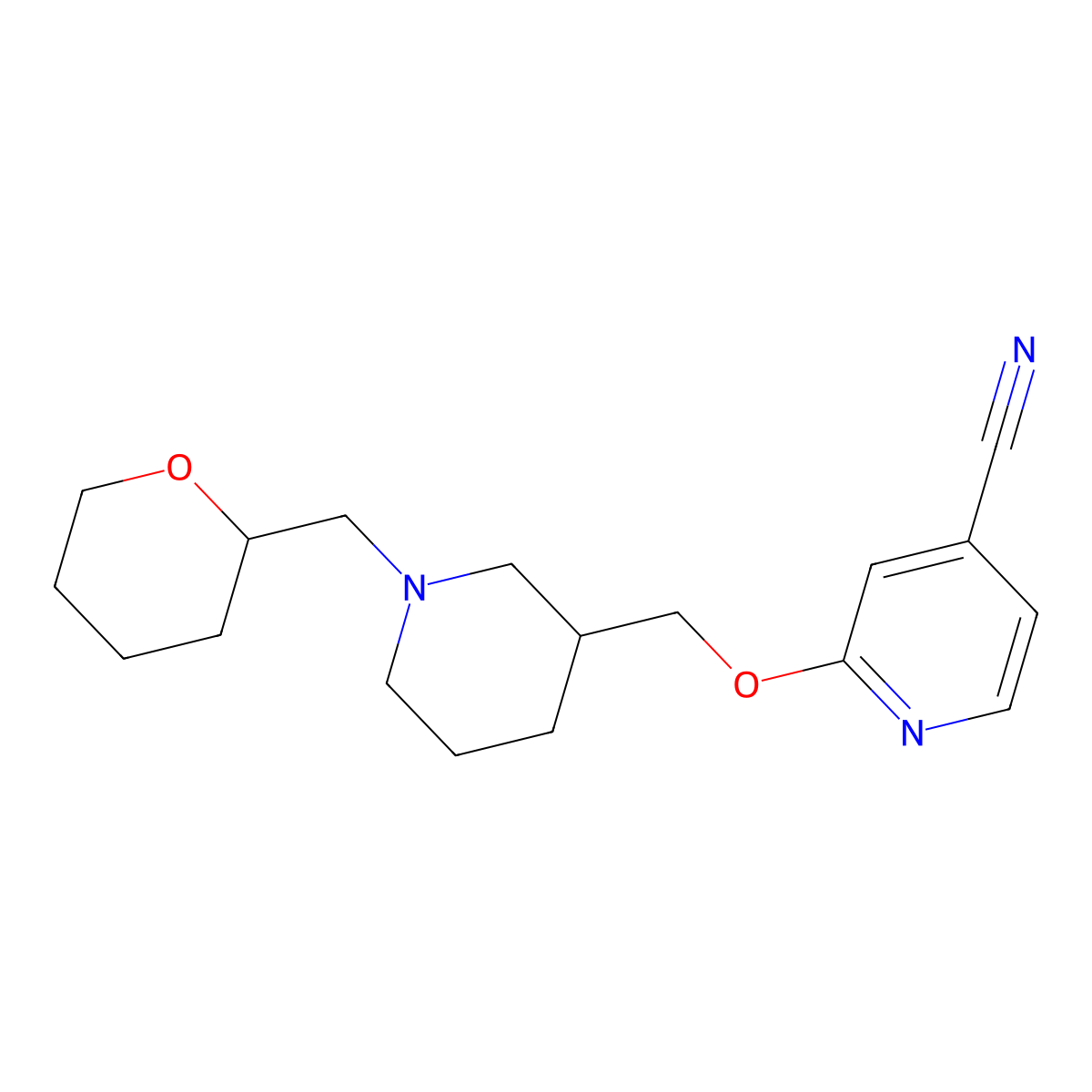 2-({1-[(Oxan-2-yl)methyl]piperidin-3-yl}methoxy)pyridine-4-carbonitrile molecular structure, CAS 2415527-07-8