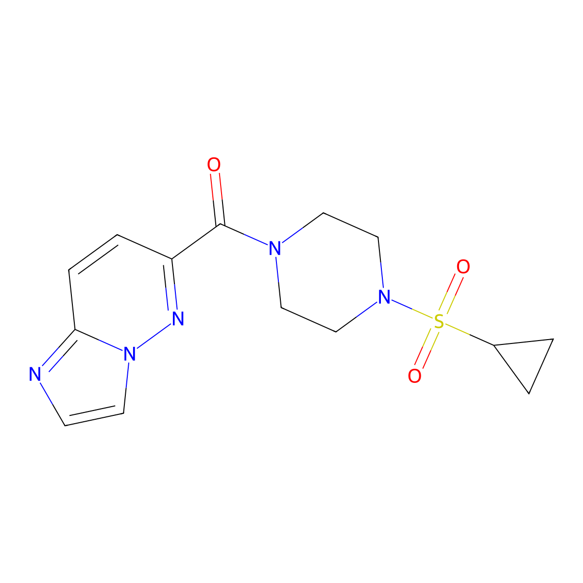 1-(Cyclopropanesulfonyl)-4-{imidazo[1,2-b]pyridazine-6-carbonyl}piperazine molecular structure, CAS 2415527-10-3