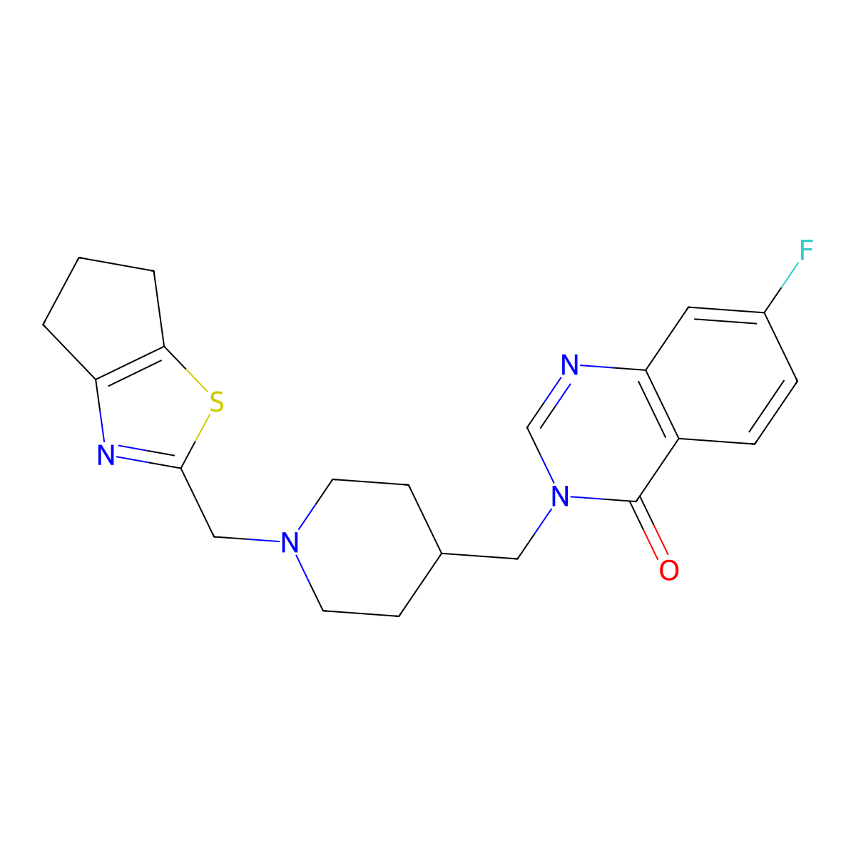 3-{[1-({4H,5H,6H-cyclopenta[d][1,3]thiazol-2-yl}methyl)piperidin-4-yl]methyl}-7-fluoro-3,4-dihydroquinazolin-4-one molecular structure, CAS 2415527-17-0