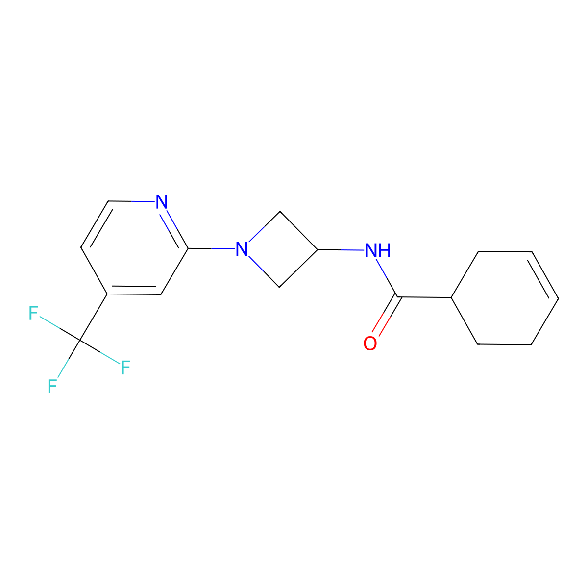 N-{1-[4-(trifluoromethyl)pyridin-2-yl]azetidin-3-yl}cyclohex-3-ene-1-carboxamide molecular structure, CAS 2415527-21-6