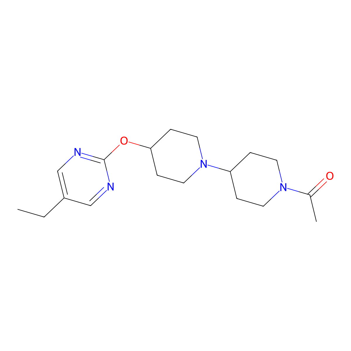 1-{4-[(5-Ethylpyrimidin-2-yl)oxy]-[1,4'-bipiperidine]-1'-yl}ethan-1-one molecular structure, CAS 2415527-27-2