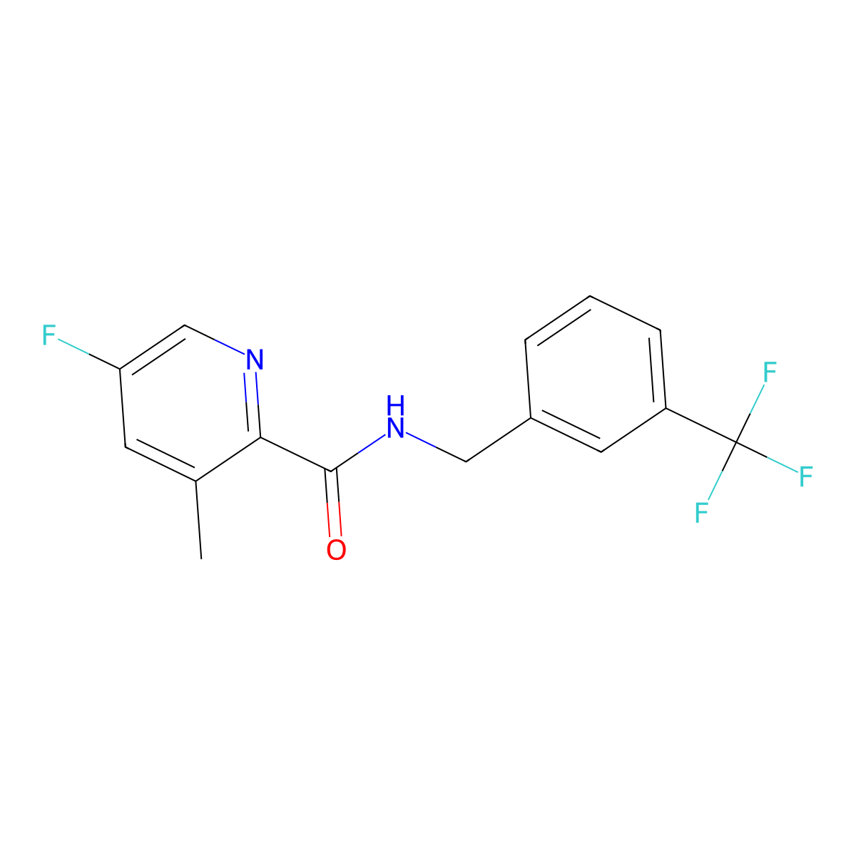 5-fluoro-3-methyl-N-{[3-(trifluoromethyl)phenyl]methyl}pyridine-2-carboxamide molecular structure, CAS 2415527-29-4
