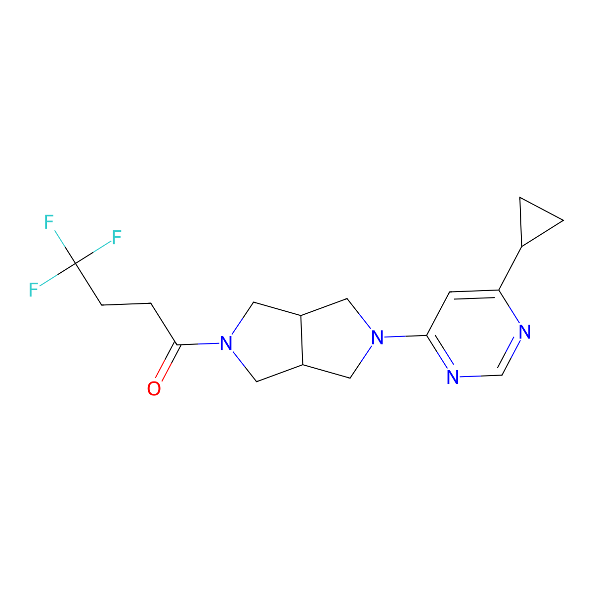 1-[5-(6-Cyclopropylpyrimidin-4-yl)-octahydropyrrolo[3,4-c]pyrrol-2-yl]-4,4,4-trifluorobutan-1-one molecular structure, CAS 2415527-30-7