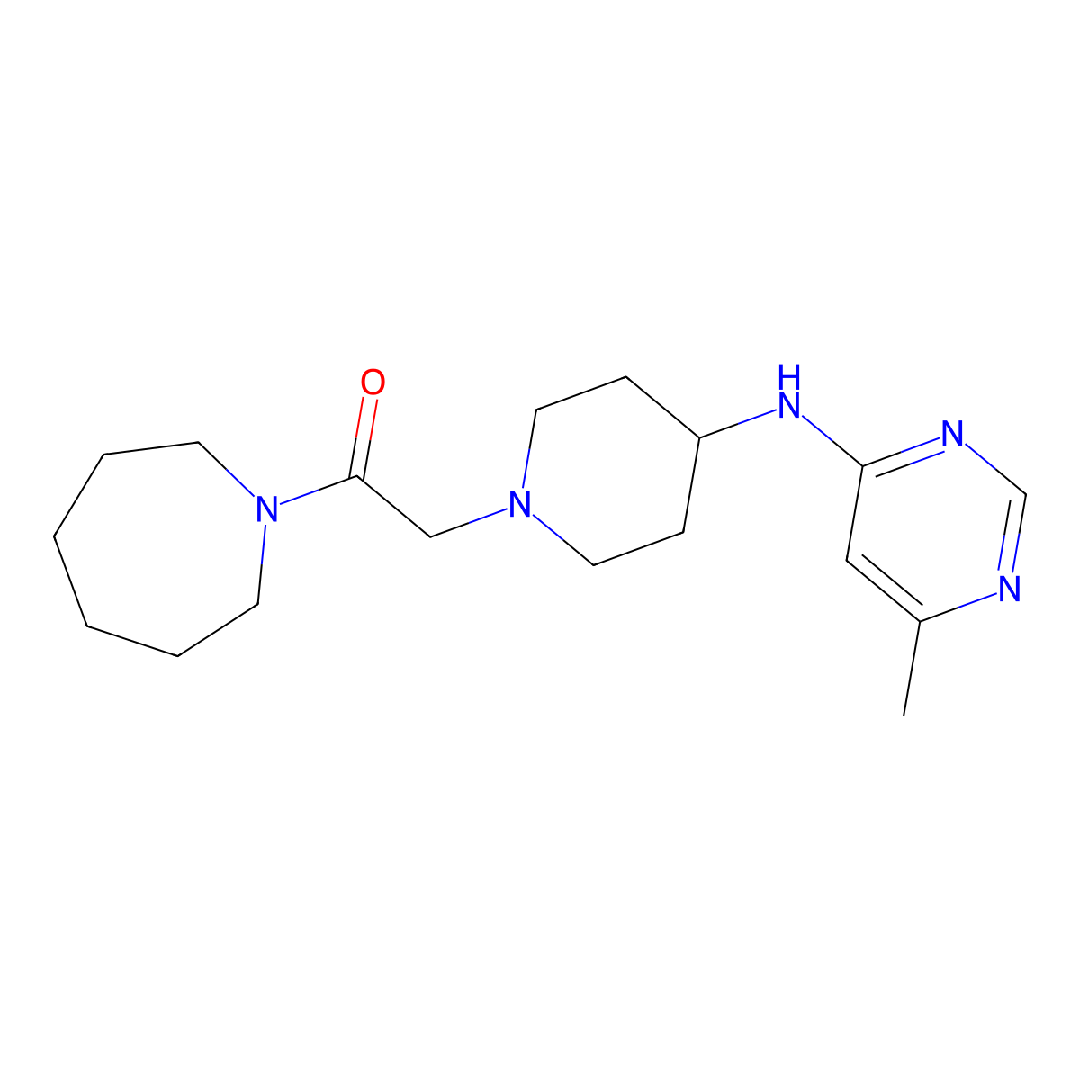 1-(Azepan-1-yl)-2-{4-[(6-methylpyrimidin-4-yl)amino]piperidin-1-yl}ethan-1-one molecular structure, CAS 2415527-32-9