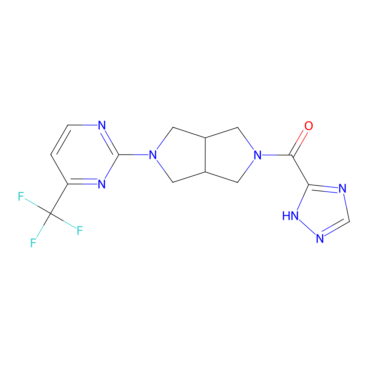 2-[5-(1H-1,2,4-triazole-3-carbonyl)-octahydropyrrolo[3,4-c]pyrrol-2-yl]-4-(trifluoromethyl)pyrimidine molecular structure, CAS 2415527-40-9