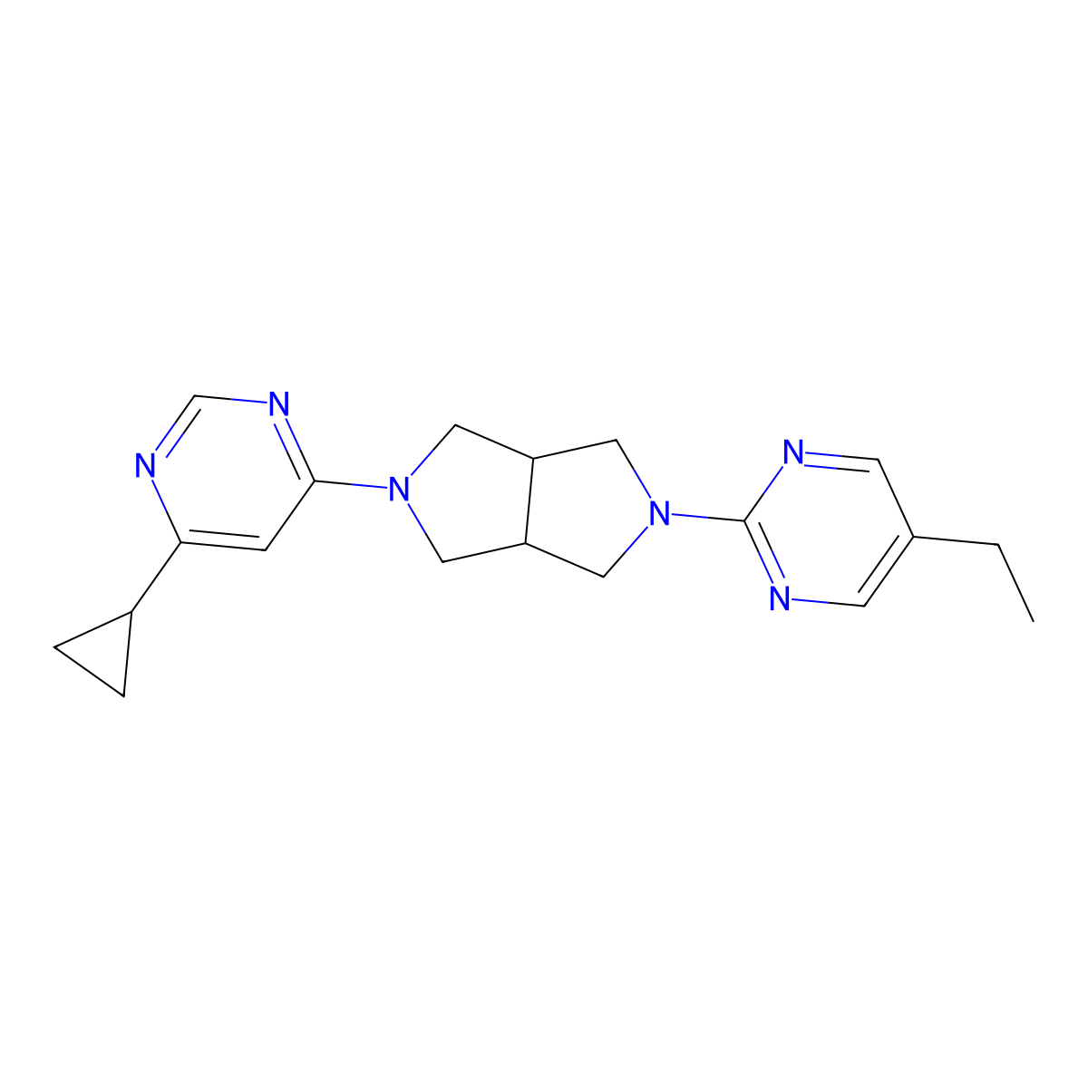 4-Cyclopropyl-6-[5-(5-ethylpyrimidin-2-yl)-octahydropyrrolo[3,4-c]pyrrol-2-yl]pyrimidine molecular structure, CAS 2415530-54-8