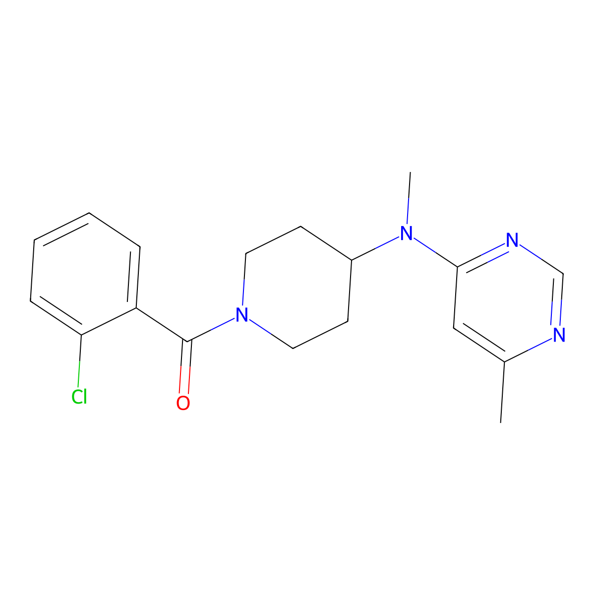 N-[1-(2-chlorobenzoyl)piperidin-4-yl]-N,6-dimethylpyrimidin-4-amine molecular structure, CAS 2415530-56-0