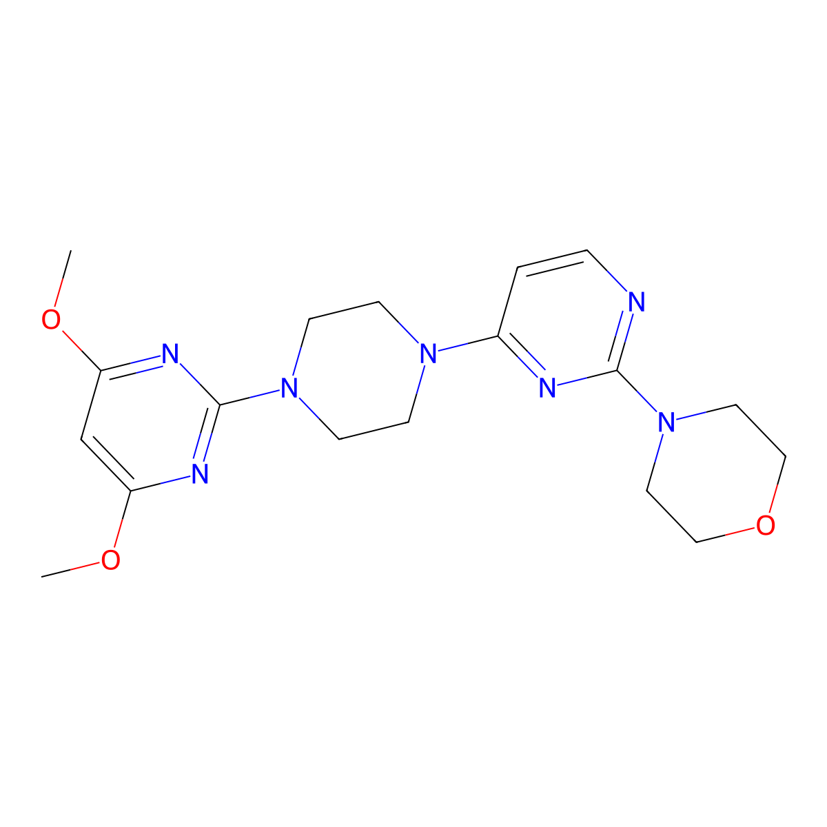 4-{4-[4-(4,6-Dimethoxypyrimidin-2-yl)piperazin-1-yl]pyrimidin-2-yl}morpholine molecular structure, CAS 2415530-59-3